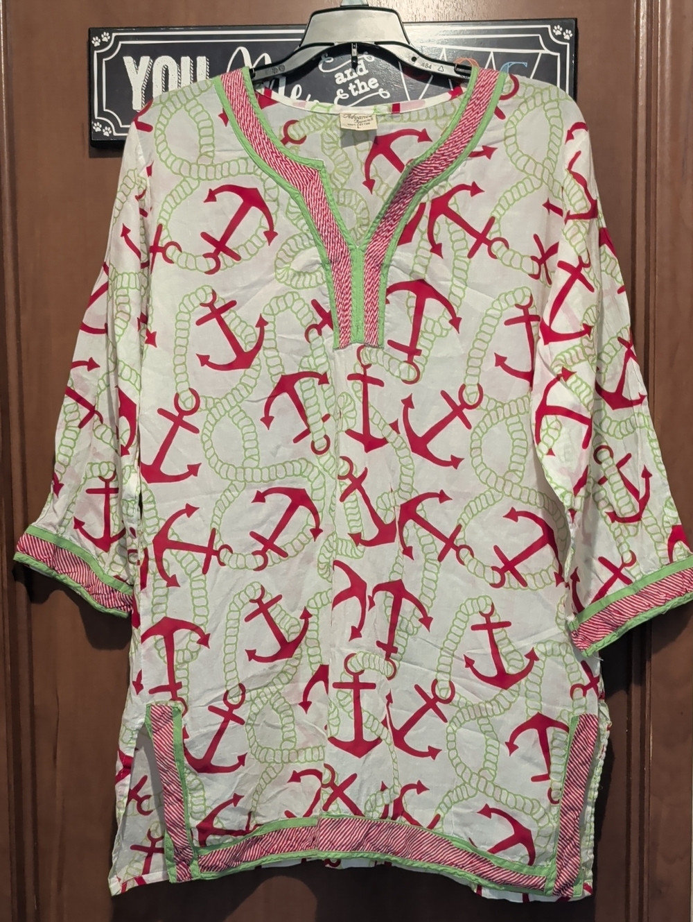 Advance Apparels Nautical Anchor Tunic in White, Pink, Green